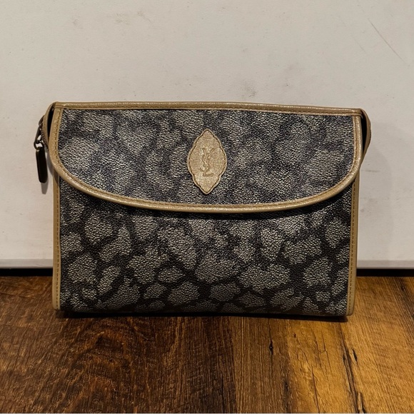 Yves Saint Laurent Handbags - Yves Saint Laurent Vintage Black and Tan Cosmetic Case/Toiletry Bag